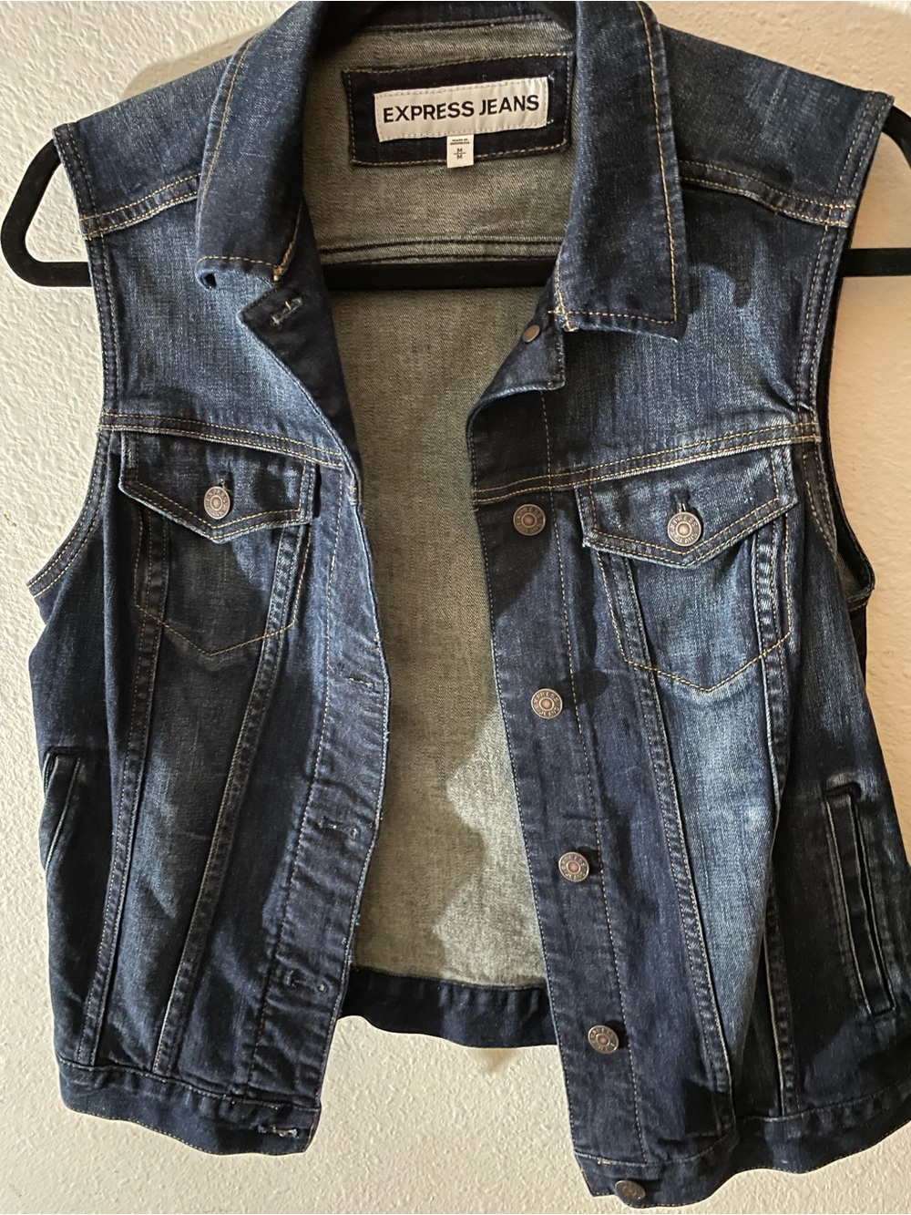 Express Dark Blue Denim Vest